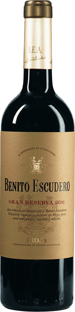 Eine Flasche Wein 1365BenitoEscuderoGranReserva2011